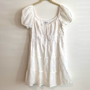 Puff sleeve mini dress with smocked back